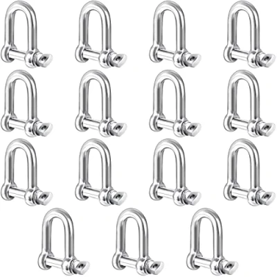 Abbildung von Belle Vous Edelstahl M4 D Karabiner Haken Karabinerhaken mit Schraubverschluss Bolzen (15 Stk) 4mm Schraubkarabiner 100kg Belastbar Form Schäkel zum Campen, Befestigung, Zubehör Sport &amp; Wandern