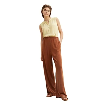 Abbildung von TOM TAILOR Denim Damen Palazzo Stoffhose 1031406, 29566 Nut Brown, M