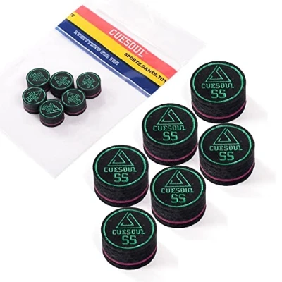 Abbildung von CUESOUL 6 Stück 9 Layer 14mm Pigskin Queue Spitzen für Billiard (Super Soft)