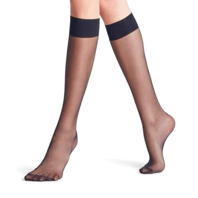 Abbildung von Falke Seidenglatt 15 Denier Transparent Silky Kniestrümpfe, Damen, Größe: 39 42, Marine (6179)