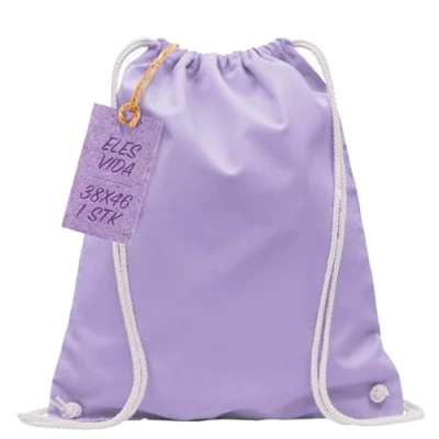 Abbildung von ELES VIDA Baumwoll Turnbeutel 1 Stück Sportbeutel Rucksack Stofftasche Bag, Beutel, Baumwollbeutel, Jutebeutel Oeko TEX® geprüft Stoffbeutel Damen &amp; Herren, Kinder Gym Sack zum bemalen Lavendel