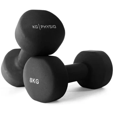 Abbildung von KG Physio Hantelset mit A3 Übungsposter Neopren Kurzhanteln 2er Set Fitness Gewichte aus Gusseisen Hantel Set, Schweißabweisendes Kurzhantelset für Frauen und Männer Hanteln 1kg 10kg