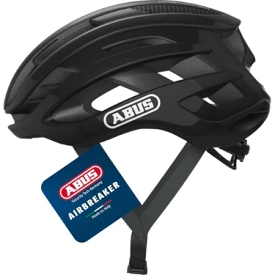 Abbildung von ABUS Rennradhelm AirBreaker High End Fahrradhelm für den professionellen Radsport Jugendliche und Erwachsene Helm Damen Herren Schwarz Glänzend, Größe L