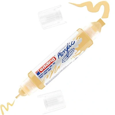 Abbildung von edding 5400 Acryl 3D Double Liner pastell gelb 1 Acrylfarbe Tube Doppel Spitze 2 3,5 10mm Farben zum Malen auf Leinwand, Malpapier, Holz Acrylstifte wasserfest in Künstlerqualität