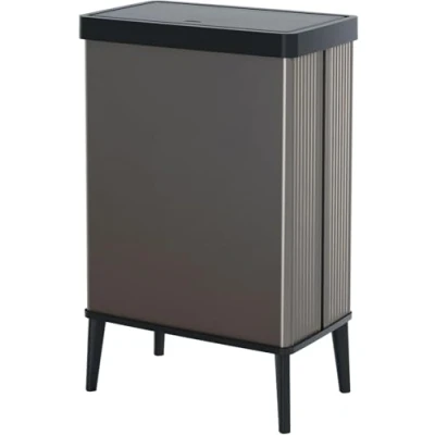 Abbildung von Curver Keter Verto High 54L Mülleimer mit Push Deckel, optimal für Küche, einfache Sortierung, schlankes Design, Füßen, grau, 26,5 x 43,5 68,7 cm