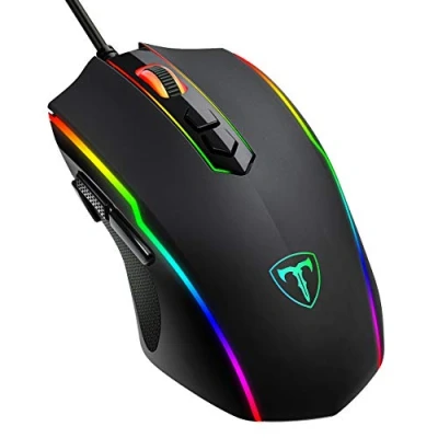 Abbildung von VIVIJO Gaming Maus, kabelgebunden, hohe Leistung, Maus mit 7200 dpi, verstellbar, RGB, 8 programmierbare Tasten, ergonomisch, PC/Mac Schwarz
