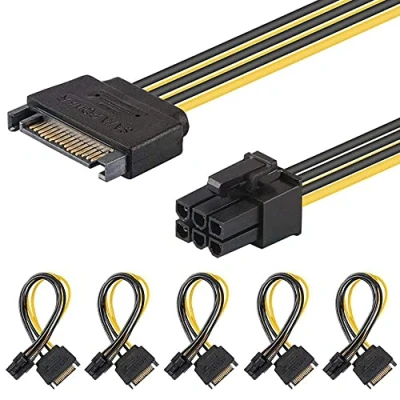 Abbildung von J&amp;D [5er Packung] SATA 15 Pin auf 6 PCI Express (PCIe) Adapter für Videografikkarte 20cm