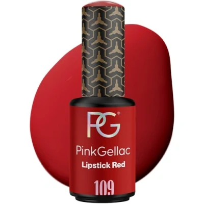 Abbildung von Pink Gellac UV Nagellack 109 Lipstick Red 8 ml Shellac Rot Einfache Anwendung Gel Nail Polish für 14 Tage Salonqualität Made in Holland
