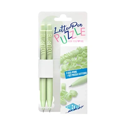 Abbildung von WEDO 2533011 Letter Pen PUZZLE, 2er Set, individualisierbar mit Buchstabenringen, austauschbare Mine, hellgrün