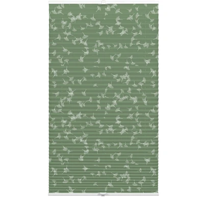 Abbildung von GARDINIA Plissee zum Klemmen, Blickdichtes Faltrollo, Alle Montage Teile inklusive, verspannt mit Zwei Bedienschienen, Japandi Ginkgo Jade Green, Grün, 60 x 130 cm