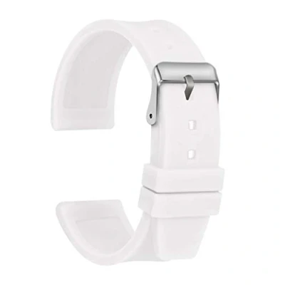 Abbildung von ULLCHRO Unisex Kautschuk Armband mit Edelstahl Silberne Schnalle 24mm Weiß