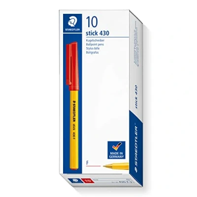 Abbildung von Staedtler 430 Stick Kugelschreiber F Spitze 0,8 mm Strichbreite 0,3 10 Stück rot