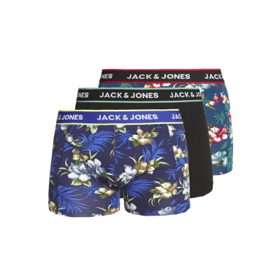 Abbildung von JACK &amp; JONES Herren Unterhosen Shorts Boxershorts Trunks 3er Pack, Farbe:Mehrfarbig, Wäschegröße:2XL, Artikel: Black/bardaboes