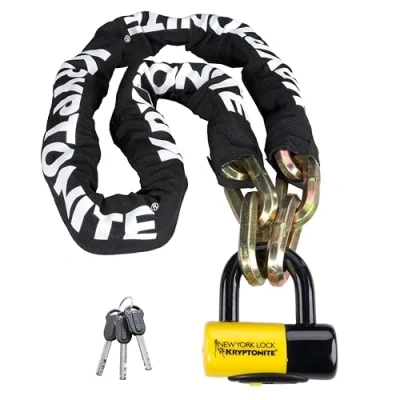 Abbildung von Kryptonite Unisex Erwachsene New York Fahgettaboudit Chain 1415 (14Mm x 150Cm) with Ny Disc 15Mm Shackle Locks, Black/Yellow, (1410) 14mm 60&quot;