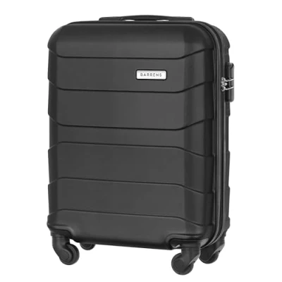 Abbildung von BARRENS Handgepäck Koffer Reisekoffer Trolley Hartschalenkoffer Luggage Kabinenkoffer mit 4 Rädern Leicht Zahlenschloss Teleskopgriff Größe: 55x40x20 cm (Schwarz)