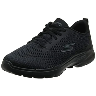 Abbildung von Skechers Damen GO Walk 6 Bold Vision Sneakers,Sports Shoes, Black Textile/Trim, 38.5 EU