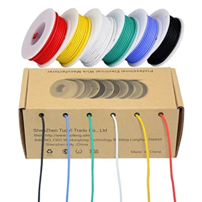 Abbildung von TUOFENG 24 AWG Elektronik kabel set 0,20mm² Flexibler Silikon Leitungen Draht,Jede Farbe 9 Meter Spulen,300V Litzen Verzinnter Kupferdraht