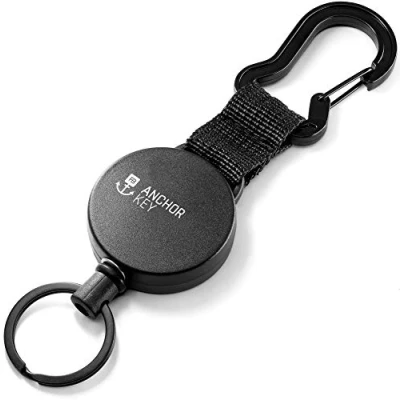 Abbildung von FABACH Schlüsselrolle Schlüsselanhänger ausziehbar Jojo Schlüsselband mit 65cm Aramidseil Einziehbarer Kartenhalter Ausweis Clip Schlüssel Zipper und Ski Karten Halter für Hose Gürtel