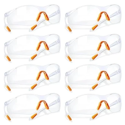 Abbildung von Schutzbrillen, 8 er Pack Transparent Schutzbrillen mit Gumminase Schutzbrille für Sicheren Schutz Augenschutzbrille Sicherheitsbrille Laborbrille Kratzfeste Linsen Damen und Herren