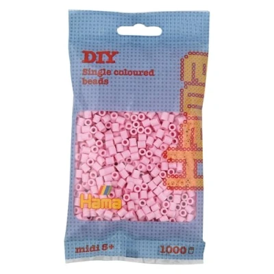 Abbildung von Hama Perlen 207 95 Bügelperlen Beutel mit ca. 1.000 Midi Bastelperlen Durchmesser 5 mm in Pastell Rosé, kreativer Bastelspaß für Groß und Klein, Bunt, Pastel rose