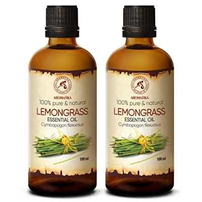 Abbildung von Zitronengras Öl 2x100ml Cymbopogon Flexuosus Indien Natürlich &amp; Rein Lemongrasöl Ätherisches für Aromatherapie Aroma Diffuser Duftlampe Raumduft Lemongrass Essential Oil