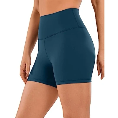 Abbildung von CRZ Yoga Naked Feeling Damen Radlerhose Blickdicht Hohe Taille Kurze Sporthose Sommer Shorts für Gym Sport 10cm FRANZÖSISCHE Marine 34