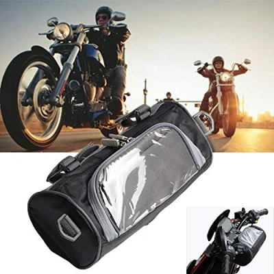 Abbildung von Motorrad Lenker Tasche, Fahrt Große Kapazität Touchscreen Kleine Tasche Abnehmbarer Schultergurt Wasserdicht Vorderlenker Gabel Aufbewahrungstasche Behälter 2.5L