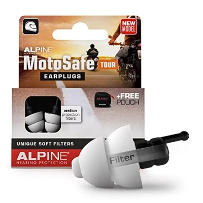 Abbildung von Alpine MotoSafe Tour Gehörschutz Ohrstöpsel Touringstöpsel Verhindern Gehörschäden vom Motorradfahren Verkehr noch hörbar Bequemes hypoallergenes Material Wiederverwendbar
