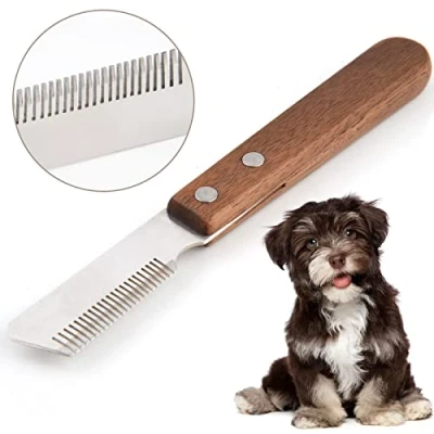Abbildung von onebarleycorn Trimmmesser für Hunde, Hund Trimm Messer Pflegemesser Unterwolle Trimmesser Rauhaar Hunde Terrier Dackel Rauhaardackel (Rechtshändig)