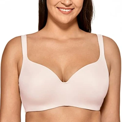 Abbildung von DELIMIRA Damen T Shirt BH mit Bügel Nahtloser Große Größen Gepolstert Rose White 90B