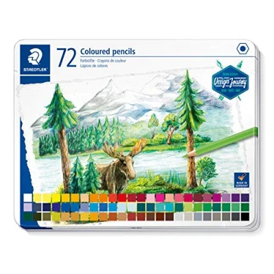 Abbildung von STAEDTLER Buntstifte, klassisches Sechskantformat, weiche Mine, hoch pigmentierte Farben, Metalletui mit 72 leuchtenden 146C