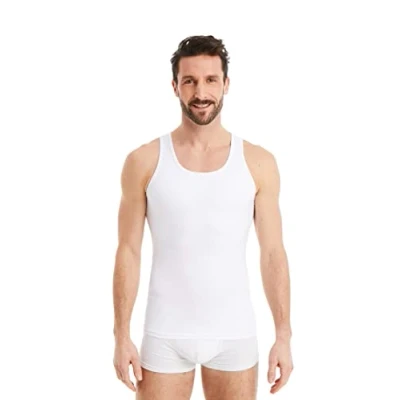 Abbildung von FINN Figurformendes Kompressions Shirt Herren mit Bauchweg Effekt Ärmelloses Shapewear Tank Top aus Baumwolle Body Shaper Unterhemd für einen flacheren Bauch Weiss Weiß 4XL