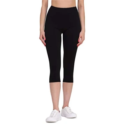 Abbildung von Bellivalini Damen Leggings Bequeme und atmungsaktiv 3/4 aus Viskose BLV50 148 (Schwarz, XL)