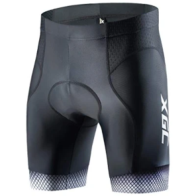 Abbildung von XGC Herren Kurze Radlerhose und Radunterhose Radsportshorts Fahrradhose für Männer elastische atmungsaktive 4D Schwamm Sitzpolster mit Einer hohen Dichte (2XL, Grey)