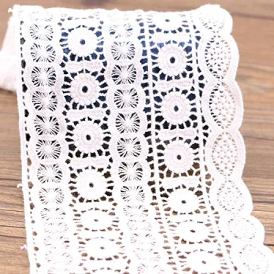 Abbildung von Yulakes 2 Yard 11cm Weiß Baumwolle Spitzenband Vintage Häkelband Spitze Borte Häkelspitze Häkel für Nähen Handwerk Hochzeit Deko Scrapbooking Geschenkbox (Weiß)