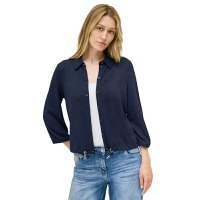 Abbildung von Cecil Leichte Crepe Strickjacke, Damen, Größe: Small, Blau