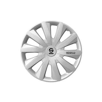 Abbildung von Sparco Satz von 4 Radkappen 15“. Modell Milano Silber. Sportliches Design für Ihre Autofelgen. Starke und haltbare Konstruktion.