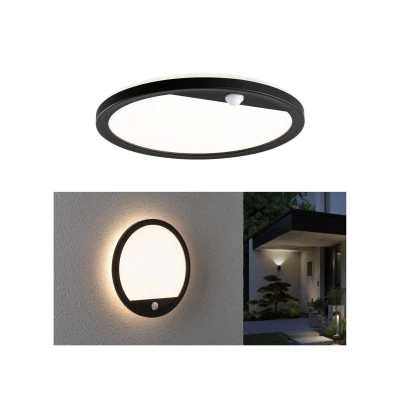 Abbildung von Paulmann 94664 LED Außenleuchte Panel Lamina mit Bewegungsmelder IP44 rund incl. 1x14,5 W Warmweiß Schwarz Außenpanel Kunststoff Lichtpanel 3000 K