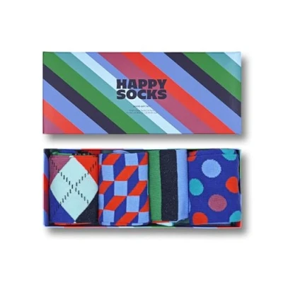 Abbildung von Happy Socks 4 Pack Stripe Box, farbenfrohe und fröhliche, Socken für Männer Frauen, Schwarz Blau Grün Orange Rosa (36 40)