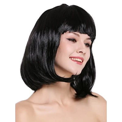 Abbildung von WIG ME UP 0073 3 P103 Perücke Damenperücke Karneval Longbob Bob schulterlang glatt Pony schwarz