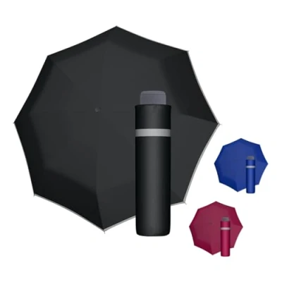 Abbildung von doppler Regenschirm Mini Light Up Reflex in schwarz I mit reflektierendem Rand Handöffner Taschenregenschirm Schirm Schirmtasche Leichter Taschenschirm für unterwegs