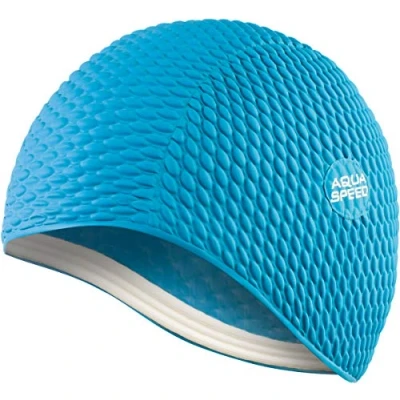 Abbildung von Aqua Speed Badekappe für Lange Haare Schwimmkappe Damen Bademütze wasserdicht Blaue Badehaube Frauen Schwimmmütze Long Hair Swim Cap Swimming Latex Mittelblau 01 Bombastic