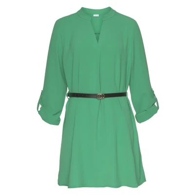 Abbildung von LASCANA Longbluse, (mit Gürtel in Lederoptik), aus gekreppter Ware, lockeres Blusenkleid, elegant chic