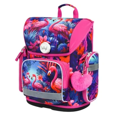 Abbildung von Baagl Ergonomische Flamingos Schulranzen für Kinder, Größe: One Size, Rosa