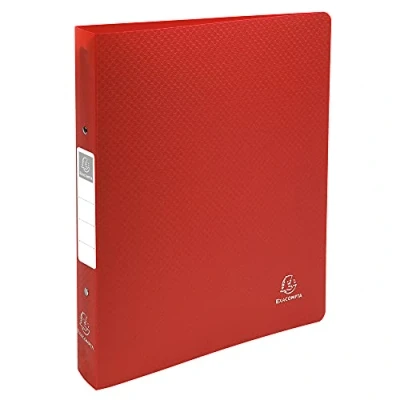 Abbildung von Exacompta 54395E Premium Ringbuch OPAK DIN A4 aus festem Kunststoff mit 2 Ringen 40 mm breit rot ideal für Schule und Büro Ringhefter Ringordner Ringbuchordner