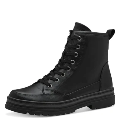 Abbildung von MARCO TOZZI Damen Stiefeletten zum Schnüren Flach mit Reißverschluss, Schwarz (Black), 38 EU