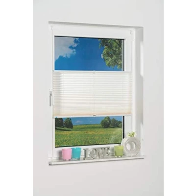 Abbildung von K home 422148 22 Klemmfix Plissee 65 x 130 cm (B L) Creme Lichtschutz +++ Moderne Crushed Optik