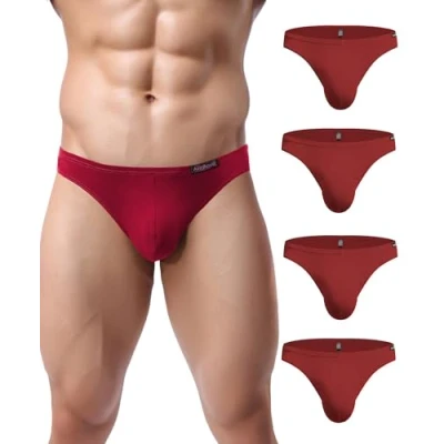 Abbildung von Avidlove Herren Unterwäsche 4er Pack, Slips Micro Modal seidenweich Unterhose, 4 X Rot, L