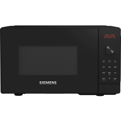 Abbildung von Siemens FE023LMB2 iQ300 Mikrowelle, 44 x 26 cm, 800 Watt, Drehteller 27 Türanschlag links, cookControl8 Automatikprogramme, Grillfunktion, Schwarz, 20 L