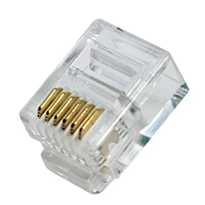 Abbildung von odedo® 100 Stück RJ12 6P6C Modularstecker für Flachkabel, Westernstecker, Telefonstecker, Steckverbinder, Modular Plug for flat telephone cable